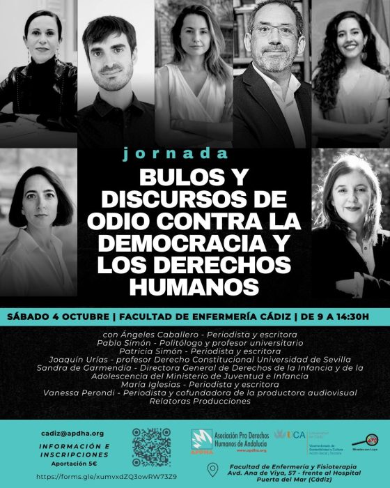 Jornada “Bulos y discursos de odio contra la democracia y los derechos humanos”. 4 de octubre. Cádiz