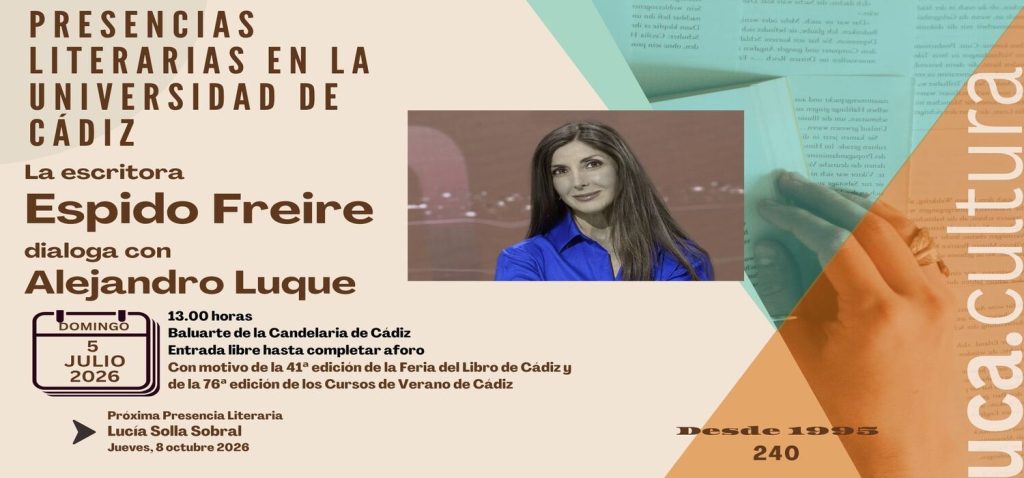 La escritora y periodista Espido Freire protagonizará la próxima cita de las Presencias Literarias de la Universidad de Cádiz